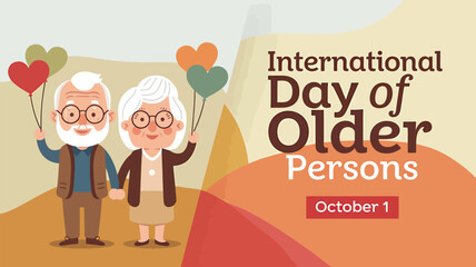Happy international day of older persons celebration with elderly couple