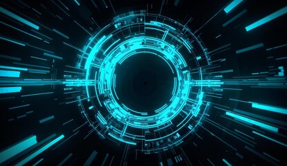 Futuristic Circular Interface with Radiating Light Beams