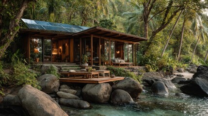 Secluded Tropical Cabin by River