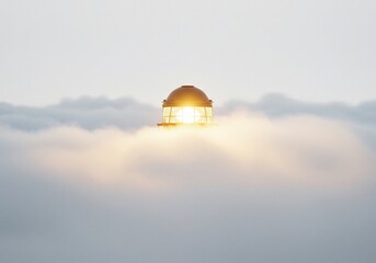 Obraz premium Lighthouse Lantern in Misty Dawn Light