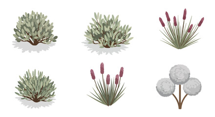 Stylized vector garden bushes and plant assets, Shrubs, Bushes, Plants, Foliage, Vector, Game Assets, Isometric