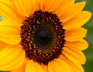 Obraz premium Close-up of a sunflower's vibrant center