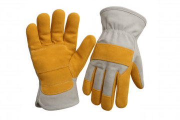 Leather work gloves isolated on transparent background, ensuring safety and protection for various tasks