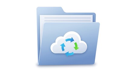 Folder with cloud symbol and recycling arrows on a white background