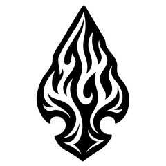 Obraz premium Bold Flaming Spearhead in Tribal Style, Symbolizing Power and Ancient Strength