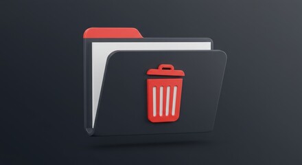 Folder icon with delete symbol, data management concept on background