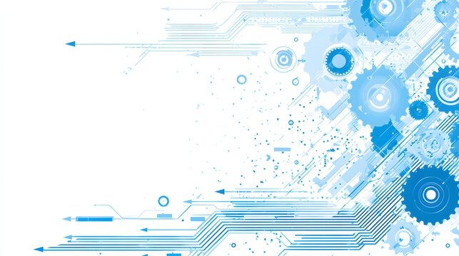 Futuristic Technology Background &ndash; Blue Circuit Board and Digital Gear Vector