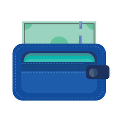 Wallet icon. Leather wallet and dollars.