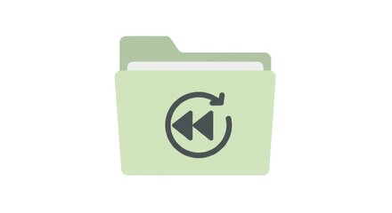 File folder icon showing rewind, undo, or backup process