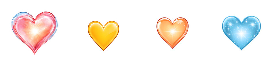 Glossy Heart Icons: Set of Colorful Love Symbols