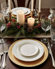Holiday Dinner Table: Classic Elegance & Festive Accents