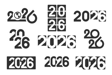 2026 new year logo set. Design elements for calendar, greeting card, invitation, etc. Number of 2026 year design. Vector illustration