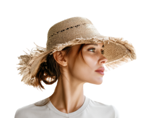 Summer fashion statement with a stylish straw hat on a model