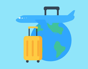 Airplane and Suitcase Icon – Minimal Travel Vector Design