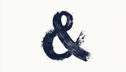 Ink Brush Ampersand Letter Mark: Grunge Punctuation For Blog, Social Media, Logo, And More. White Background Hand Drawn Design.