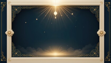 Ethereal Islamic Archway in Desert Landscape with Glowing Light and Golden Orb