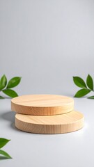 Light wooden podiums with leaves