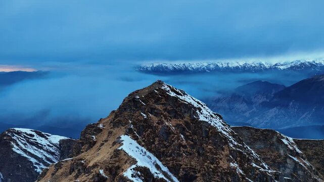 Epic Drone Footage of Tungnath Chandrashila Peak &ndash; Snow Capped Himalayan Mountains & Highest Shiva Temple on Earth in Winter