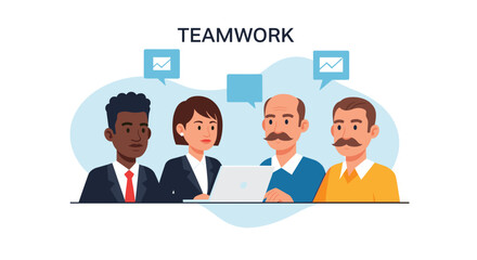 Diverse business team collaborating on a project, showcasing partnership, communication, and shared goals in a professional work environment. Ideal for corporate concepts.