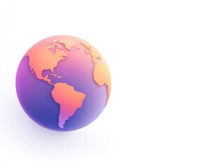Fototapeta premium A 3D-rendered Earth globe depicted with a gradient color palette, from purple to orange.