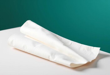 Fototapeta premium Clean, crisp white paper napkin unfolded on a table, dining, catering