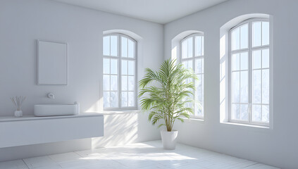 Modern Minimalist Bathroom with Soft Shadows and Natural Light