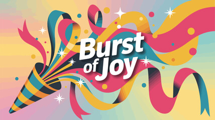 Unleash vibrant celebration with a joyous burst of confetti and ribbons, perfect for festive events and happy announcements