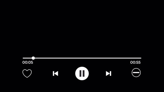 Digital music player interface with playback controls and 60 second track