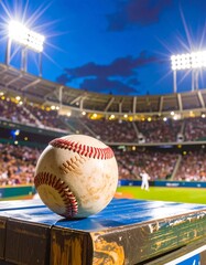 Baseball at night in stadium