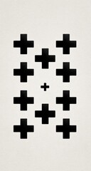 Obraz premium A symmetrical arrangement of black plus signs on a light background