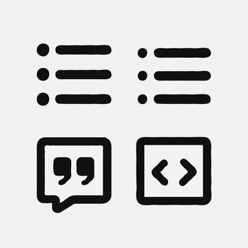 Text Formatting and Coding Icons: Bullet Points