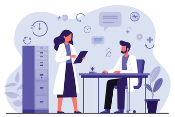 Medical Professionals Consultation Doctors Discussing Patient Care in a Modern Clinic