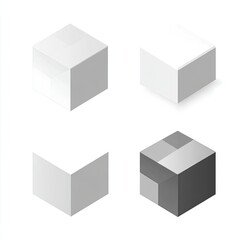 Fototapeta premium Four isometric cubes in grayscale, varying shades and textures