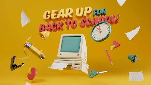 Gear Up For Back To School 3D Animated Looped Scene