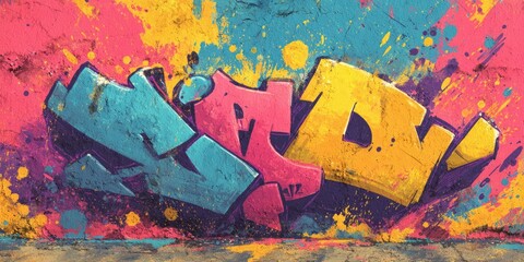 Fototapeta premium Vibrant graffiti art on a wall, featuring bold, colorful letters