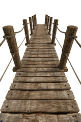 Fototapeta premium Rustic Wooden Pathway Over a Void, Inviting Exploration and Imaginative Journeys, cut out