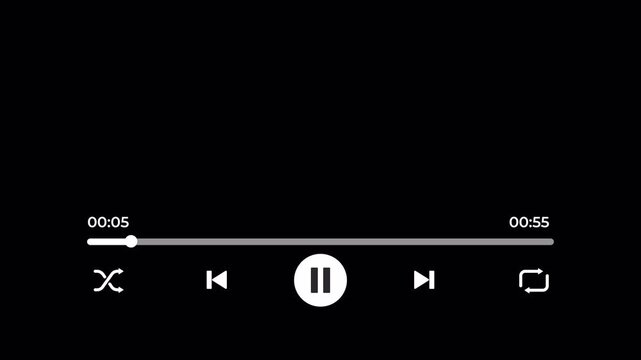 Music player interface showing playback controls and a 60 second track duration