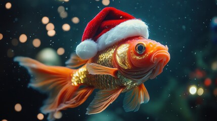 Fish with christmas hat on