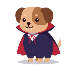 Funny Vampire Dog Vector Illustration &ndash; Halloween Cartoon Character