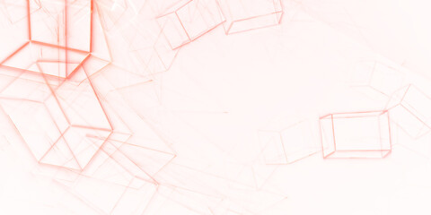 Geometrische Datenstruktur – rote abstrakte Technologie-Vernetzung in modernem Design, Big Data, Blockchain, Digitalisierung, Analyse, KI, Wissenschaft, visuelle Kommunikation, Technologie