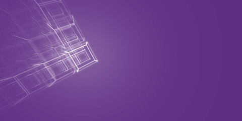 Geometrische Datenstruktur – violette abstrakte Technologie-Vernetzung in modernem Design, Big Data, Blockchain, Digitalisierung, Analyse, KI, Wissenschaft, visuelle Kommunikation, Technologie