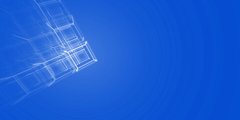 Geometrische Datenstruktur – blaue abstrakte Technologie-Vernetzung in modernem Design, Big Data, Blockchain, Digitalisierung, Analyse, KI, Wissenschaft, visuelle Kommunikation, Technologie