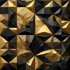 Fototapeta premium Luxurious abstract black and gold triangle mosaic