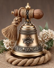 Floral engraved bell with vintage texture high resolution picture