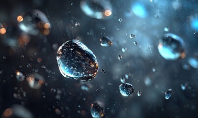 Abstract rain droplets in dark background