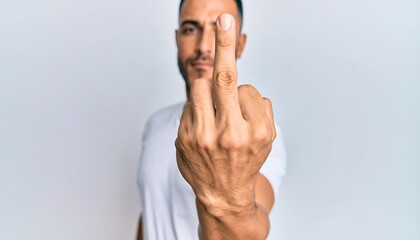 Man giving middle finger gesture
