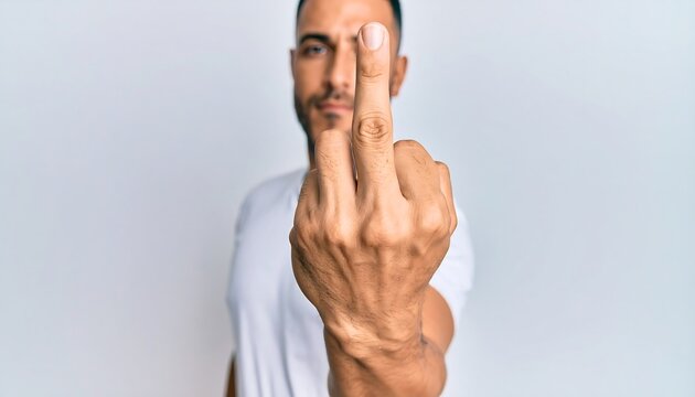 Man giving middle finger gesture