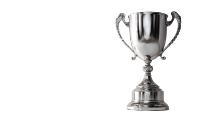 Shiny silver trophy symbolizes achievement, victory, and success in prestigious competitions and awards isolated on white background