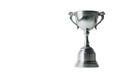 Shining silver trophy symbolizing achievement and victory in competitions and celebrations isolated on white background