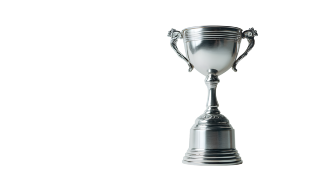 Shining silver trophy symbolizing achievement and victory in competitions and celebrations isolated on white background